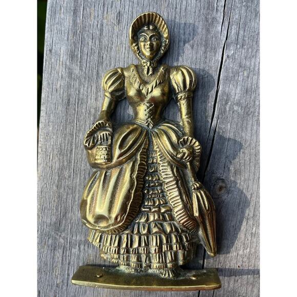 Antique Vintage 1800s?? Elegant Brass Lady 7" tall. Stands.English.Figurine - Picture 9 of 10